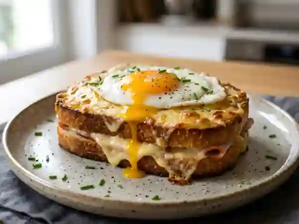 Croque-Madame au Fromage Fondu et Œuf Coulant - Photo de présentation
