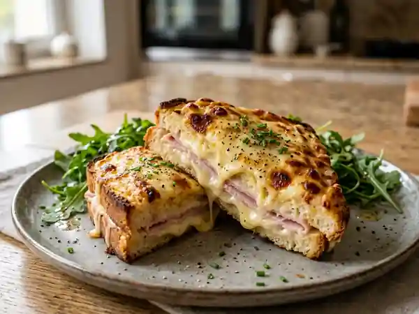 Croque-monsieur classique au fromage fondant - Photo de présentation