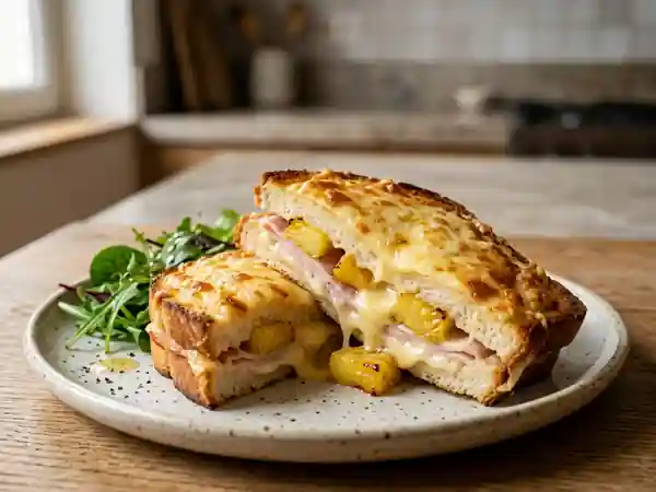 Croque-monsieur fondant ananas et raclette - Photo de présentation