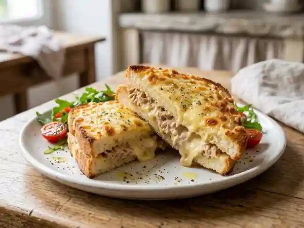 Croque-monsieur fondant au thon et béchamel - Photo de présentation
