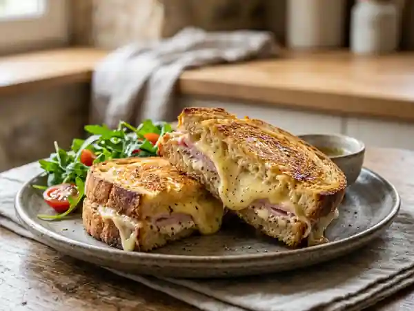 Croque-monsieur rustique à la raclette fondante - Photo de présentation