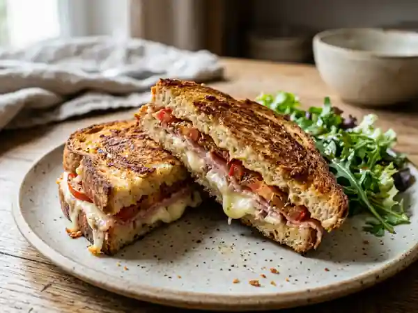 Croque Nîmois croustillant au chèvre et jambon - Photo de présentation