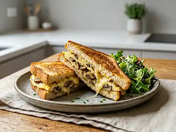 Croque-omelette croustillant aux champignons - Photo de présentation
