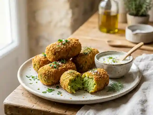 Croquettes croustillantes haricots verts et parmesan - Photo de présentation