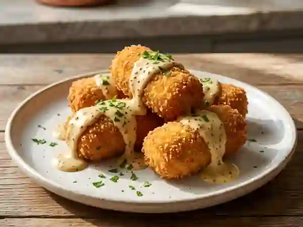 Croquettes de bœuf dorées et crème moutarde - Photo de présentation