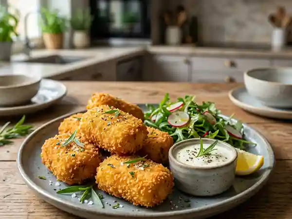 Croquettes de poisson dorées à l'estragon - Photo de présentation