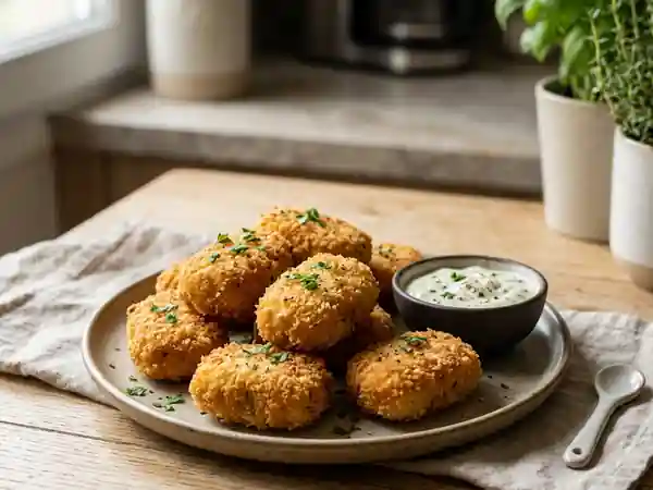 Croquettes de poulet croustillantes à l'ail - Photo de présentation