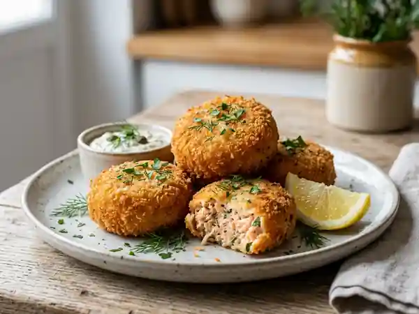 Croquettes de saumon dorées et fondantes - Photo de présentation