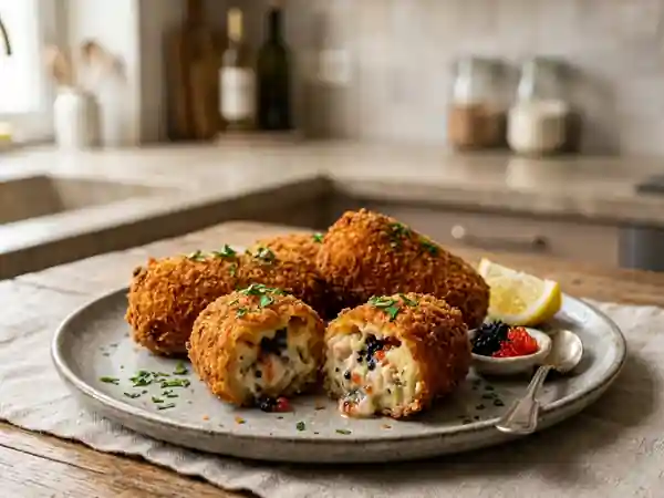 Croquettes gourmandes aux œufs de lump et crevettes grises - Photo de présentation