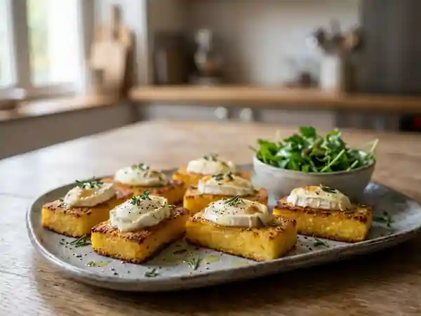 Crostini de polenta croustillants au chèvre frais - Photo de présentation