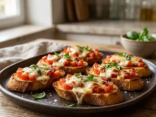 Crostinis ailés à la mozzarella fondante - Photo de présentation