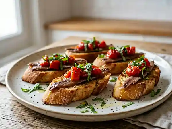 Crostinis Croquants Anchois & Tomates Confites - Photo de présentation