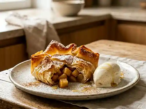 Croustade de brick aux pommes fondantes et épicées - Photo de présentation