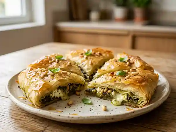 Feuilleté croustillant au pesto et chèvre fondant - Photo de présentation