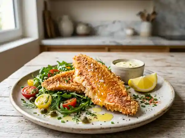 Filets de rouget panés et dorés au citron - Photo de présentation