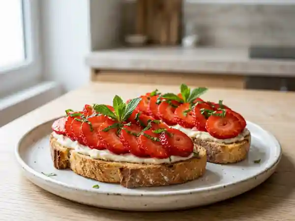 Croûtes croustillantes aux fraises et menthe - Photo de présentation