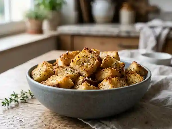 Croûtons craquants à l'ail et herbes - Photo de présentation
