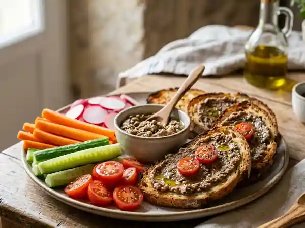 Tartines croquantes et crudités à l'anchoïade - Photo de présentation