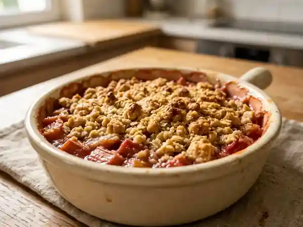 Crumble à la rhubarbe fondant et croustillant - Photo de présentation