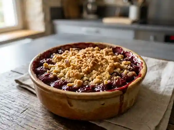 Crumble aux cerises rapide et gourmand pour une personne - Photo de présentation