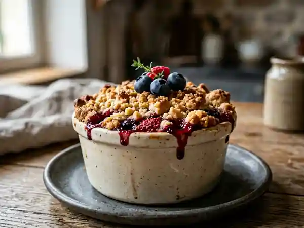 Crumble aux fruits rouges rapide et gourmand pour une personne - Photo de présentation