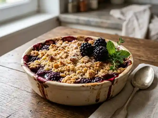 Crumble aux mûres croustillant et fondant - Photo de présentation