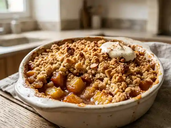 Crumble nectarine fondant et sablé amande - Photo de présentation