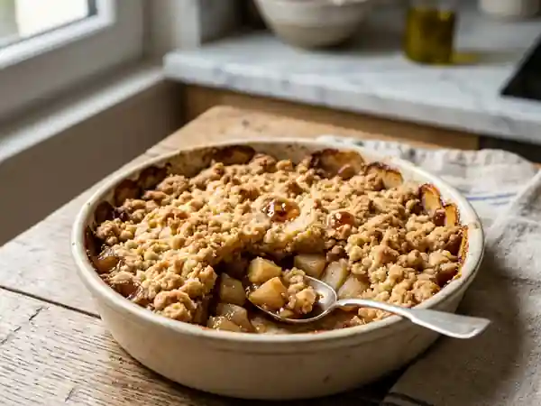 Crumble aux poires rapide et gourmand pour une personne - Photo de présentation