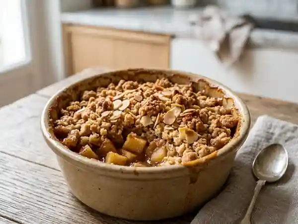 Crumble aux pommes et amandes : dessert croustillant et gourmand - Photo de présentation