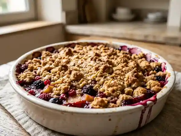 Crumble pomme-fruits rouges au sable croquant - Photo de présentation