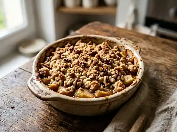 Crumble aux pommes et noix : dessert croustillant et gourmand - Photo de présentation