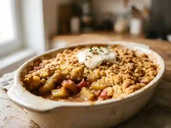 Crumble Croustillant Rhubarbe et Pommes Cannelle - Photo de présentation