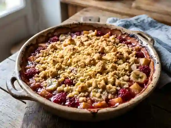 Crumble Pomme, Banane et Framboise - Photo de présentation