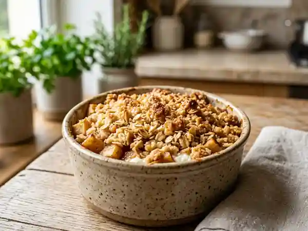 Crumble gourmand à la faisselle et fruits frais - Photo de présentation