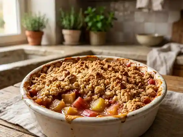 Crumble croustillant pomme et rhubarbe - Photo de présentation