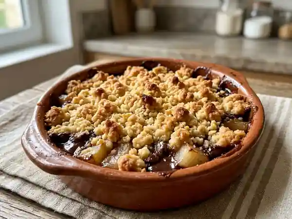 Crumble gourmand poires et chocolat fondant - Photo de présentation