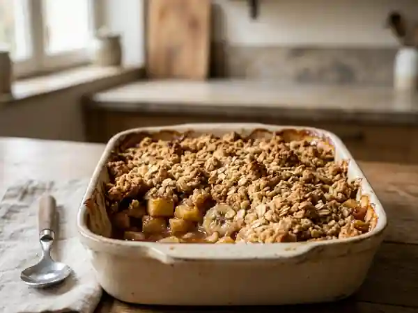 Crumble pommes-bananes à la cannelle : dessert gourmand et facile - Photo de présentation