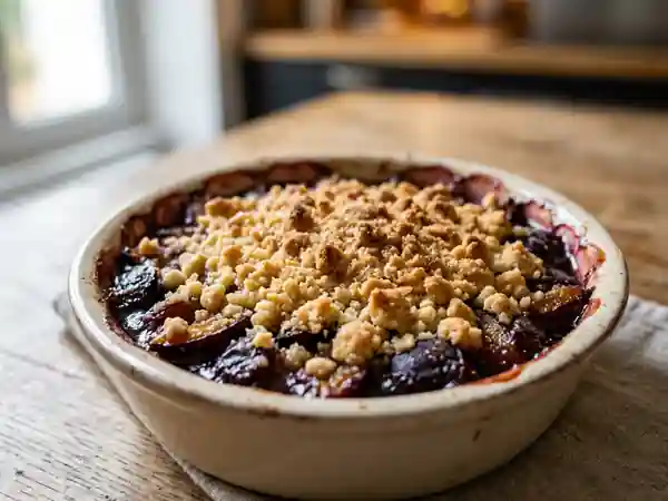 Crumble aux quetsches acidulé et craquant - Photo de présentation