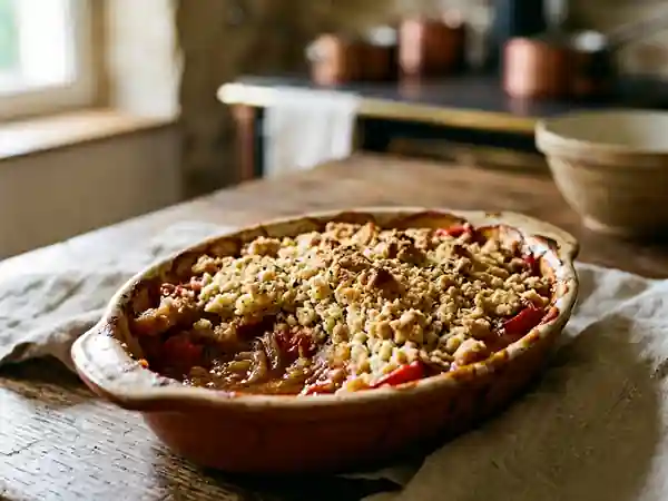 Crumble salé aux tomates et oignons fondants - Photo de présentation
