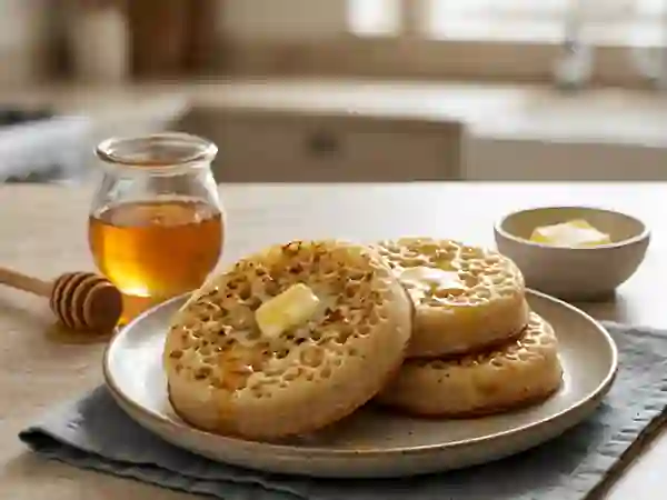 Crumpets Moelleux aux Alvéoles d'Or - Photo de présentation