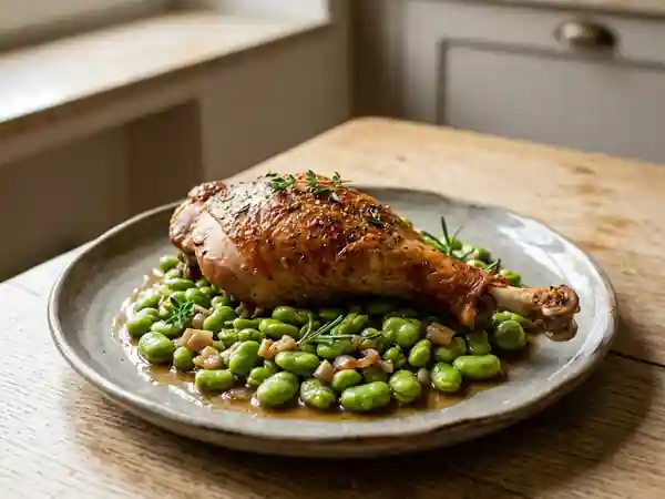 Cuisse de dinde fondante aux fèves et romarin - Photo de présentation