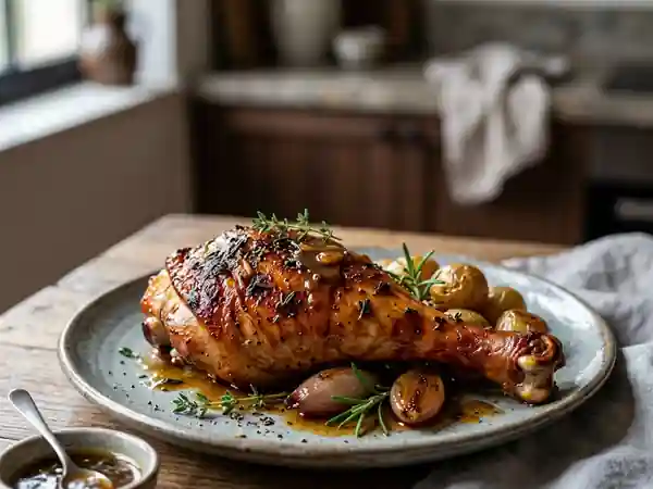 Cuisse de dinde rôtie au miel et aux épices douces - Photo de présentation