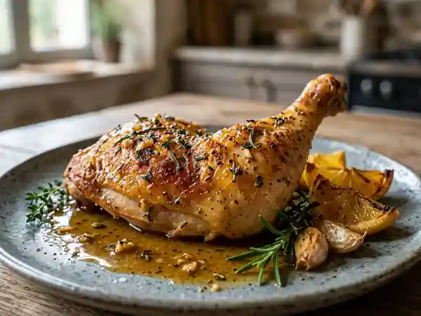 Cuisse de poulet acidulée, peau craquante - Photo de présentation
