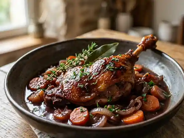 Cuisses de canard fondantes au vin rouge - Photo de présentation