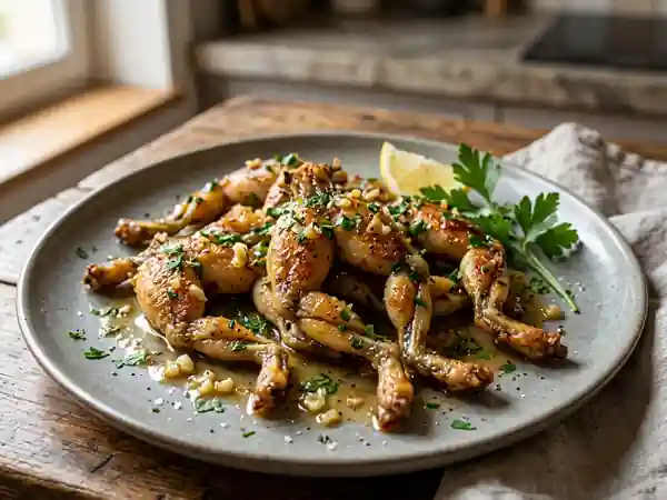 Cuisses de grenouille dorées au beurre citronné - Photo de présentation