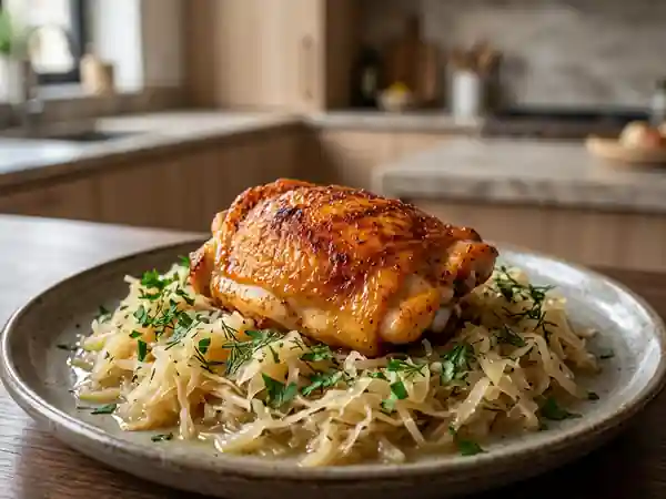 Poulet au Paprika sur Lit de Choucroute Fondante - Photo de présentation