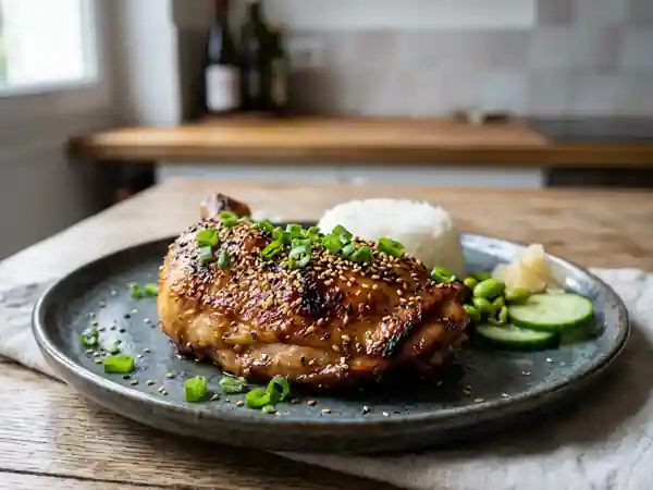 Cuisses de poulet rôti à l'asiatique : saveurs exquises et marinade parfumée - Photo de présentation