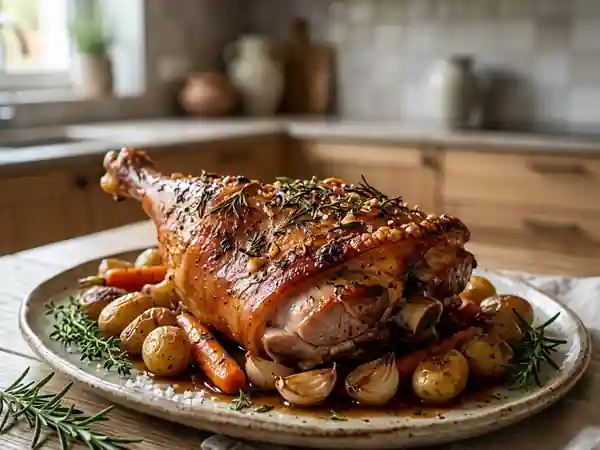 Cuissot de cochon de lait rôti et craquant - Photo de présentation