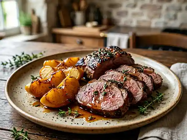 Cuissot de marcassin rôti aux pommes fondantes - Photo de présentation