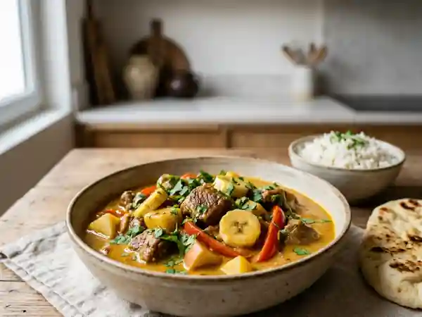 Curry d'agneau onctueux pomme et banane - Photo de présentation
